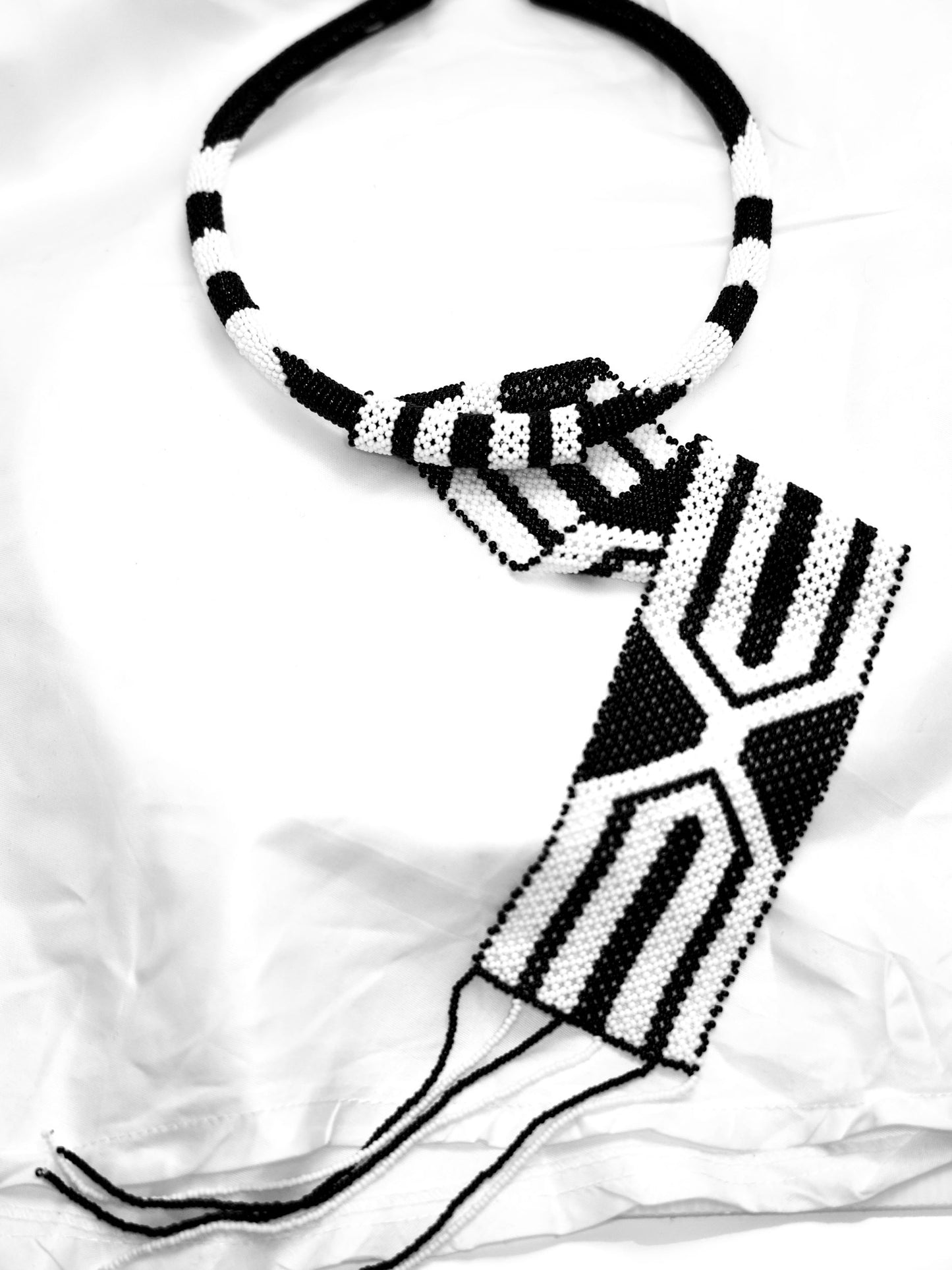 Monochrome Elegance in Matinee Necklace