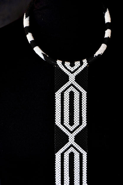 Geometric Elegance Beaded Collar