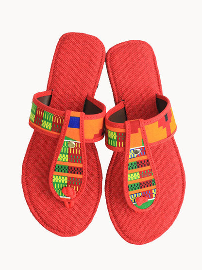 Mix colours/ Red print sandals